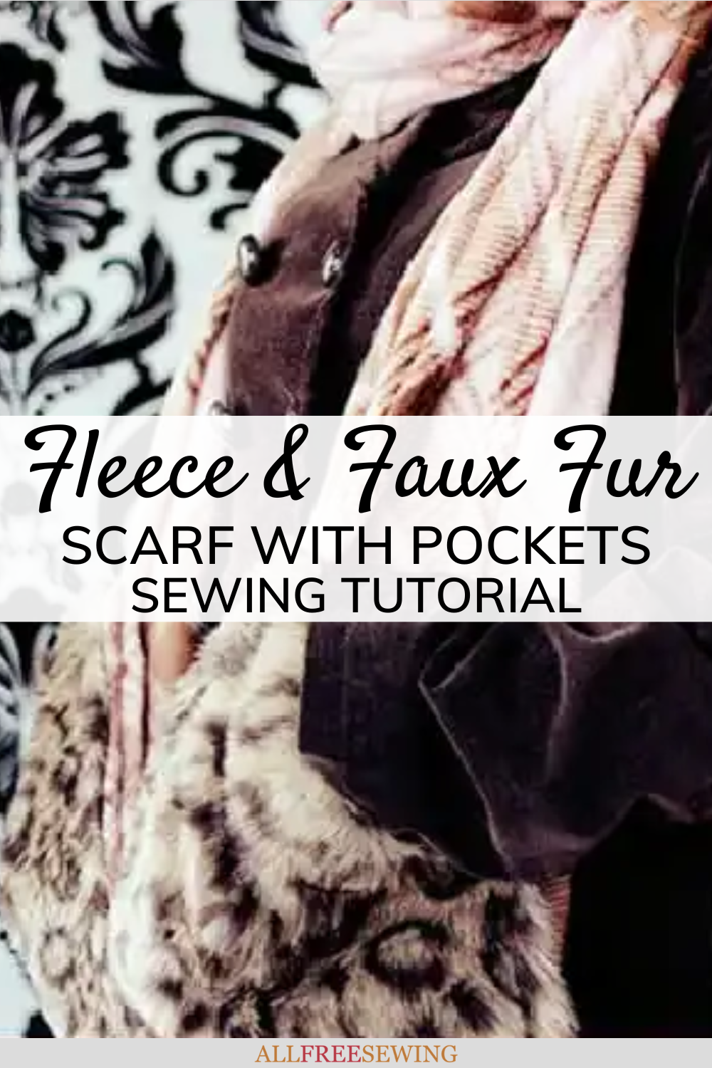 Fleece and Faux Fur Scarf With Pockets