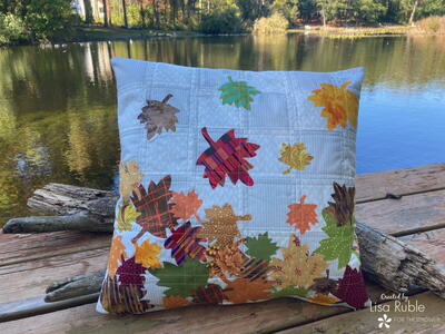 Fall Leaves in the Air Appliqued Pillow
