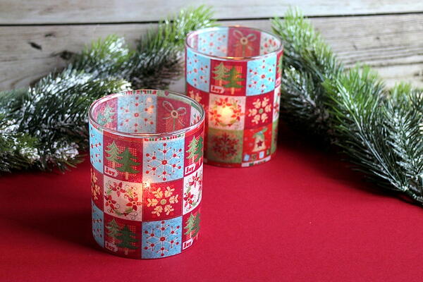 Christmas Tea Light Glass Covers