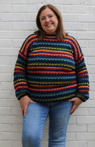 Sampler Stitch Striped Crochet Sweater