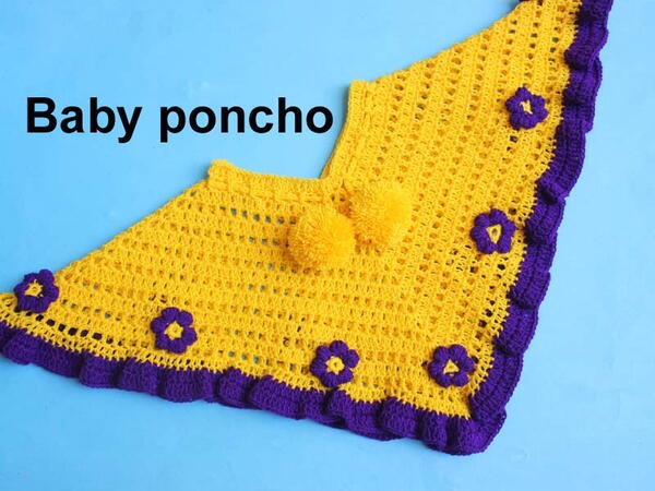  Super Easy Baby Crochet Poncho Pattern(explain Sizes)