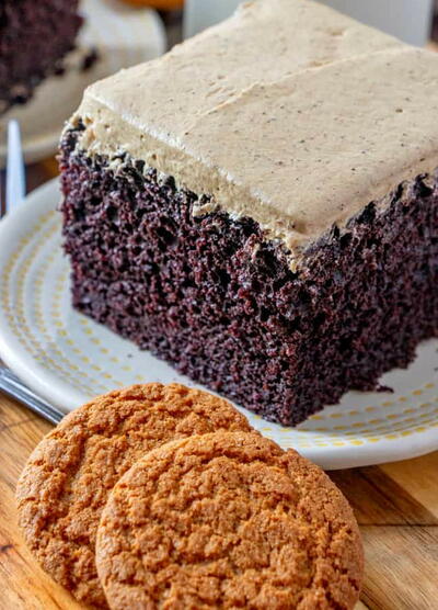 Holiday Dark Chocolate Cake with Gingerbread Frosting