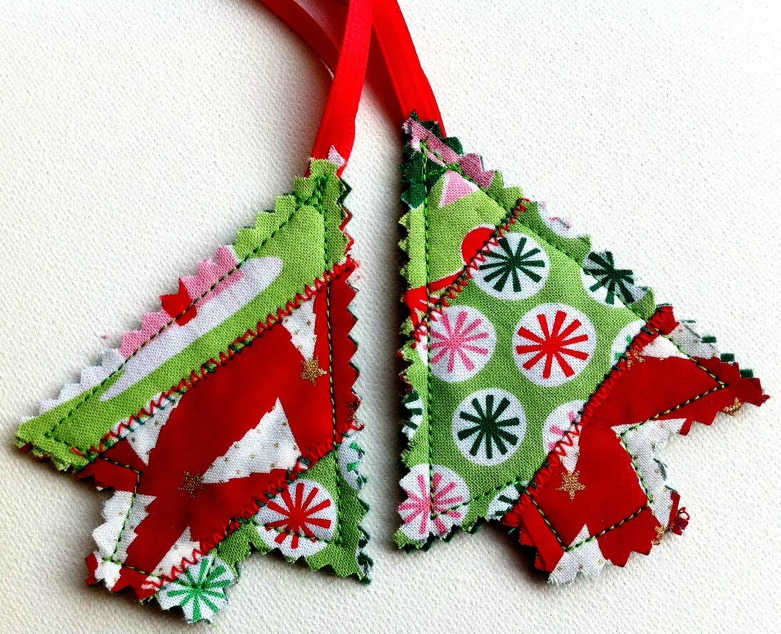 Scrappy Christmas Tree Ornaments | FaveQuilts.com