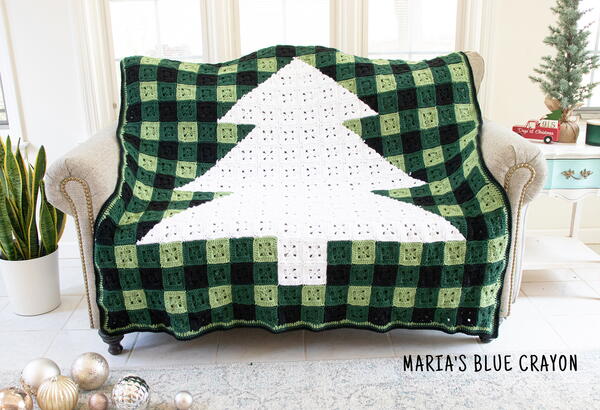 Crochet Plaid Tree Blanket