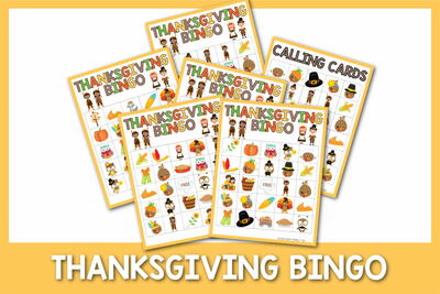 Set Of 8 Festive Thanksgiving Bingo Cards