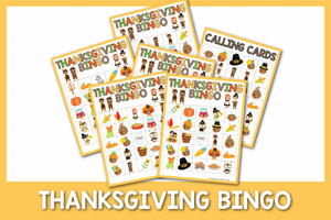 Set Of 8 Festive Thanksgiving Bingo Cards