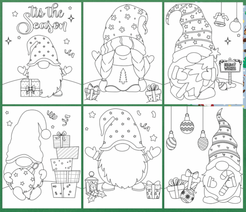 Cute Christmas Gnome Coloring Pages | AllFreeKidsCrafts.com