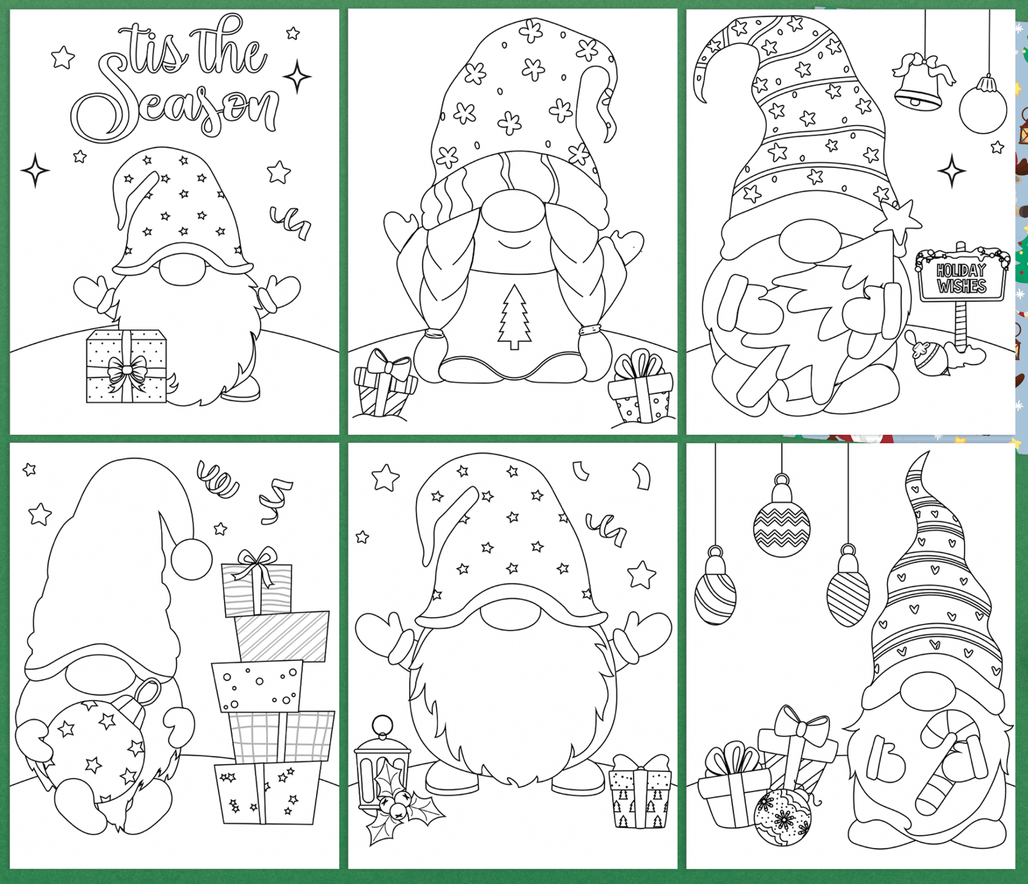 Cute Christmas Gnome Coloring Pages | AllFreeChristmasCrafts.com