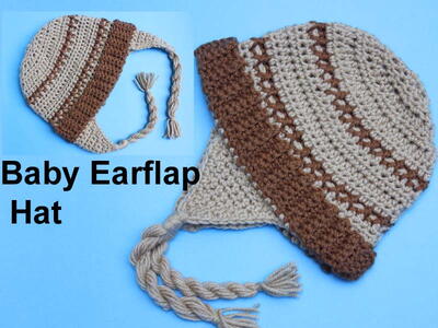 Crochet Baby Ear Flap Hat/new Ribbing Hat