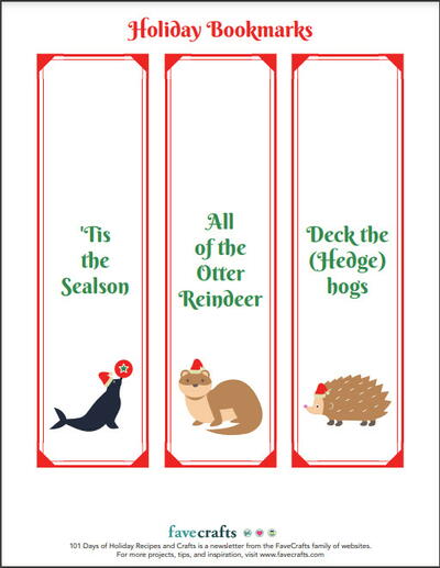 Adorable Printable Holiday Bookmarks