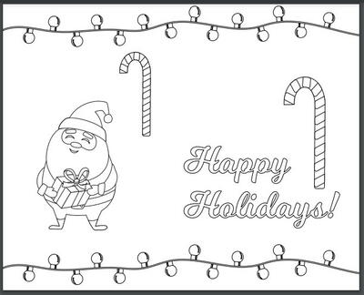 Happy Holidays Printable Cards to Color