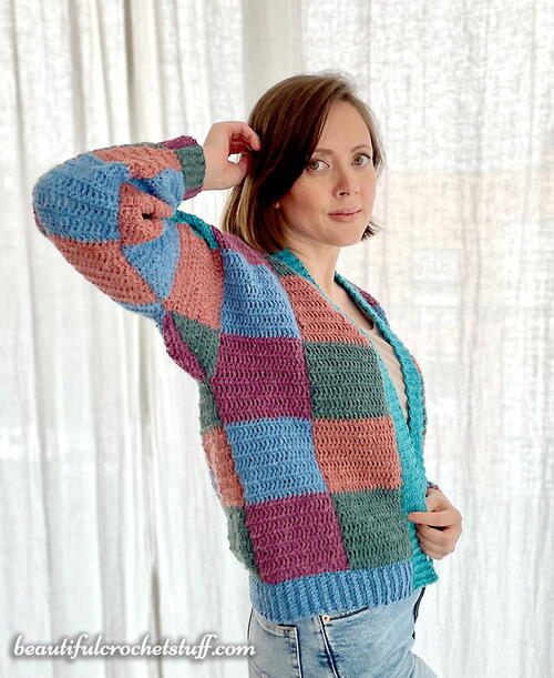 Easy Crochet Patchwork Cardigan Free Pattern