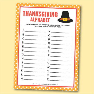 Printable Thanksgiving Alphabet