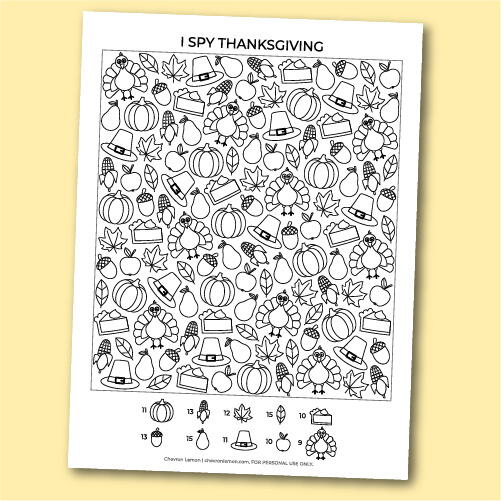 Printable I Spy Thanksgiving