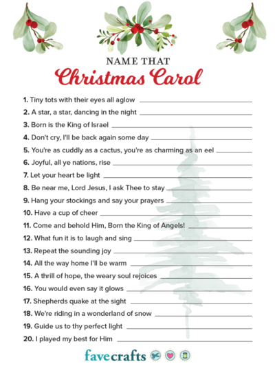 Name That Christmas Carol Game (with Answers) - Free Printable PDF