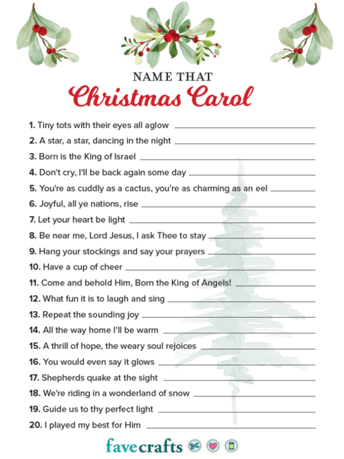 Name That Christmas Carol Game with Answers - Free Printable PDF