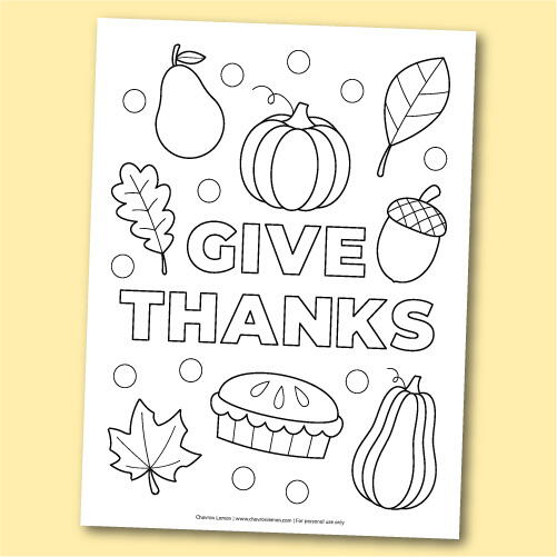 Printable Give Thanks Coloring Page | DIYIdeaCenter.com