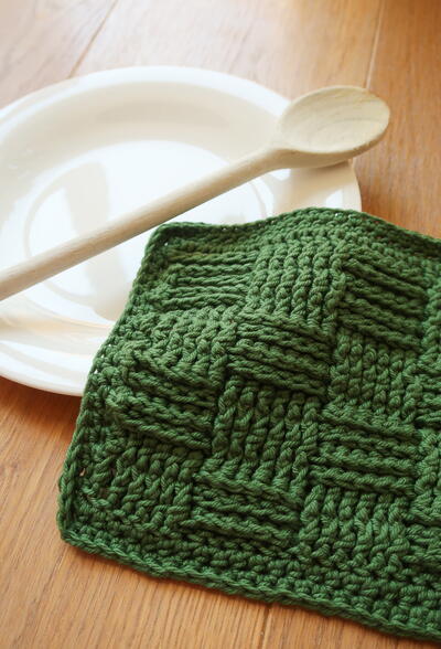 Basketweave Dishcloth Crochet Pattern