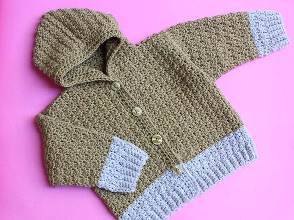 Baby Hooded Cardigan Jacket//2-3 Years Easy Seem Less Hoodie Coat Jacket