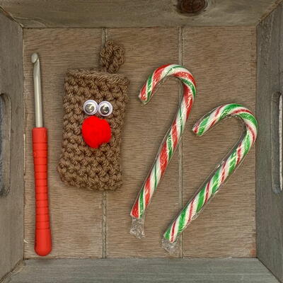Reindeer Candy Cane Ornament