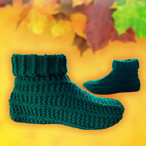 Easy To Knit Long Cuffed Slippers