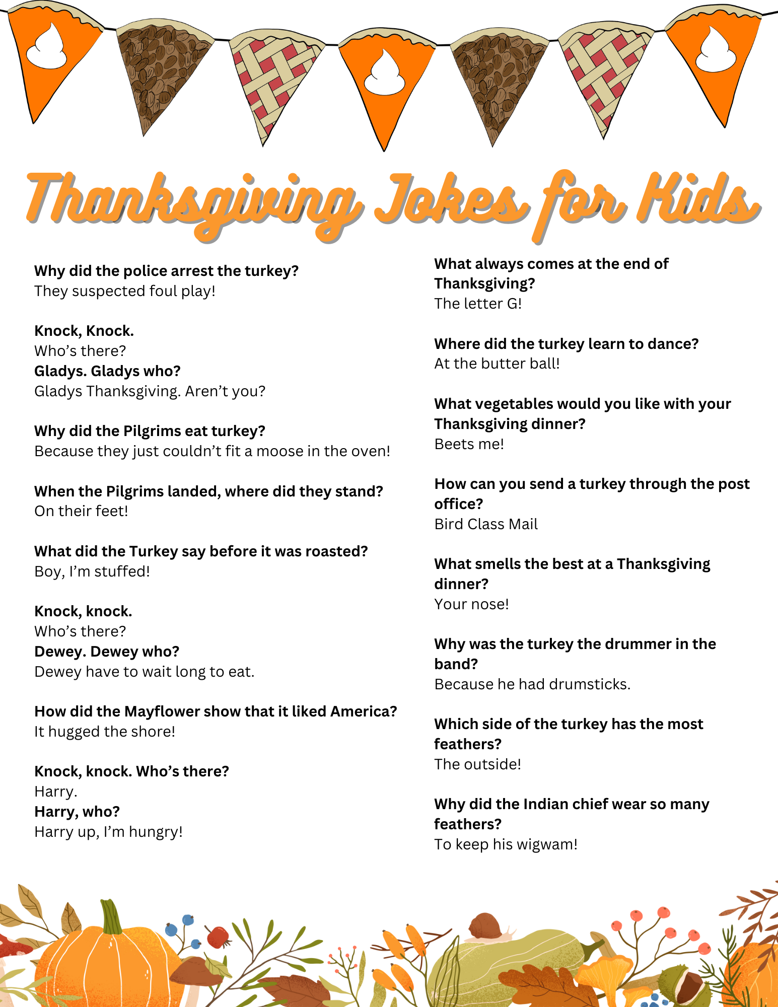 Fun Thanksgiving Jokes For Kids