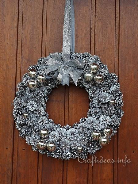 Frosted Silver Pinecone Christmas Wreath