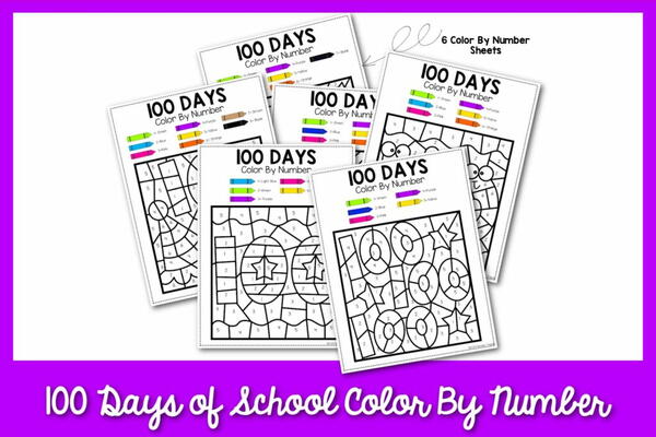 100 Days Of School Color By Number Sheets