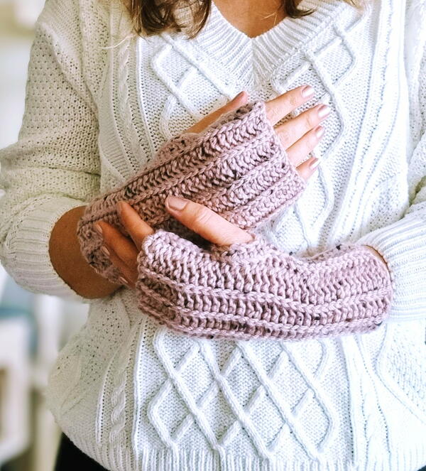 Tweed Crochet Hand Warmers