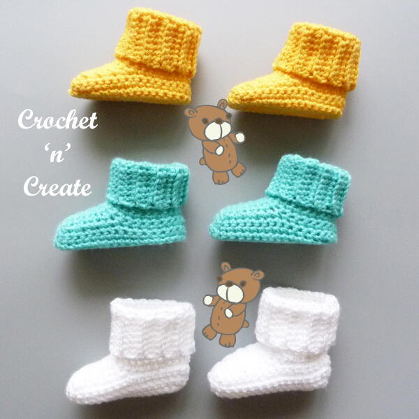 Rib Cuff Crochet Baby Booties