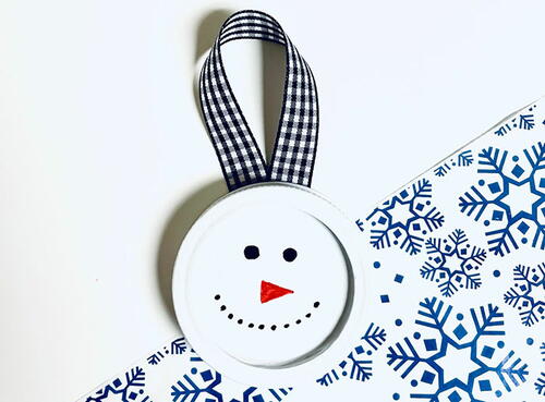 Snowman Mason Jar Lid Ornament