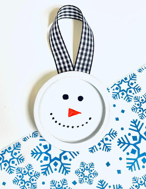 Snowman Mason Jar Lid Ornament