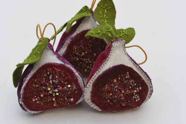 Stitched Fruit Christmas Ornament