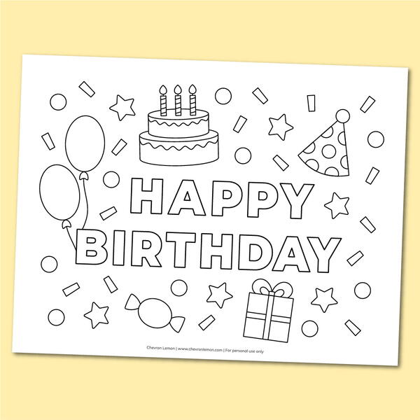 Happy Birthday Coloring Page