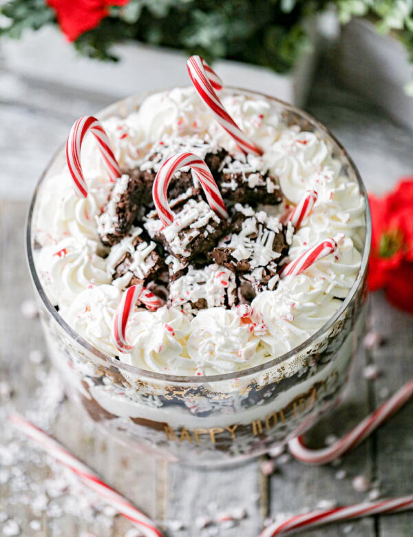 Peppermint Candy Brownie Trifle | RecipeLion.com