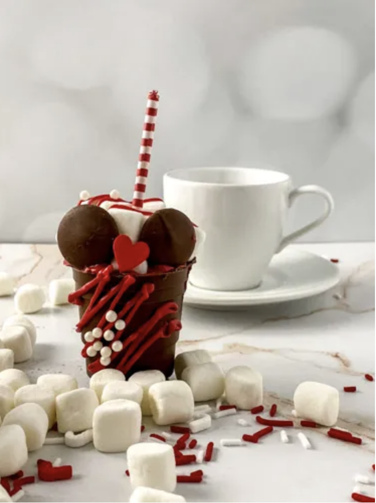 Mickey Mouse Holiday Hot Chocolate Bomb Cups | TheBestDessertRecipes.com