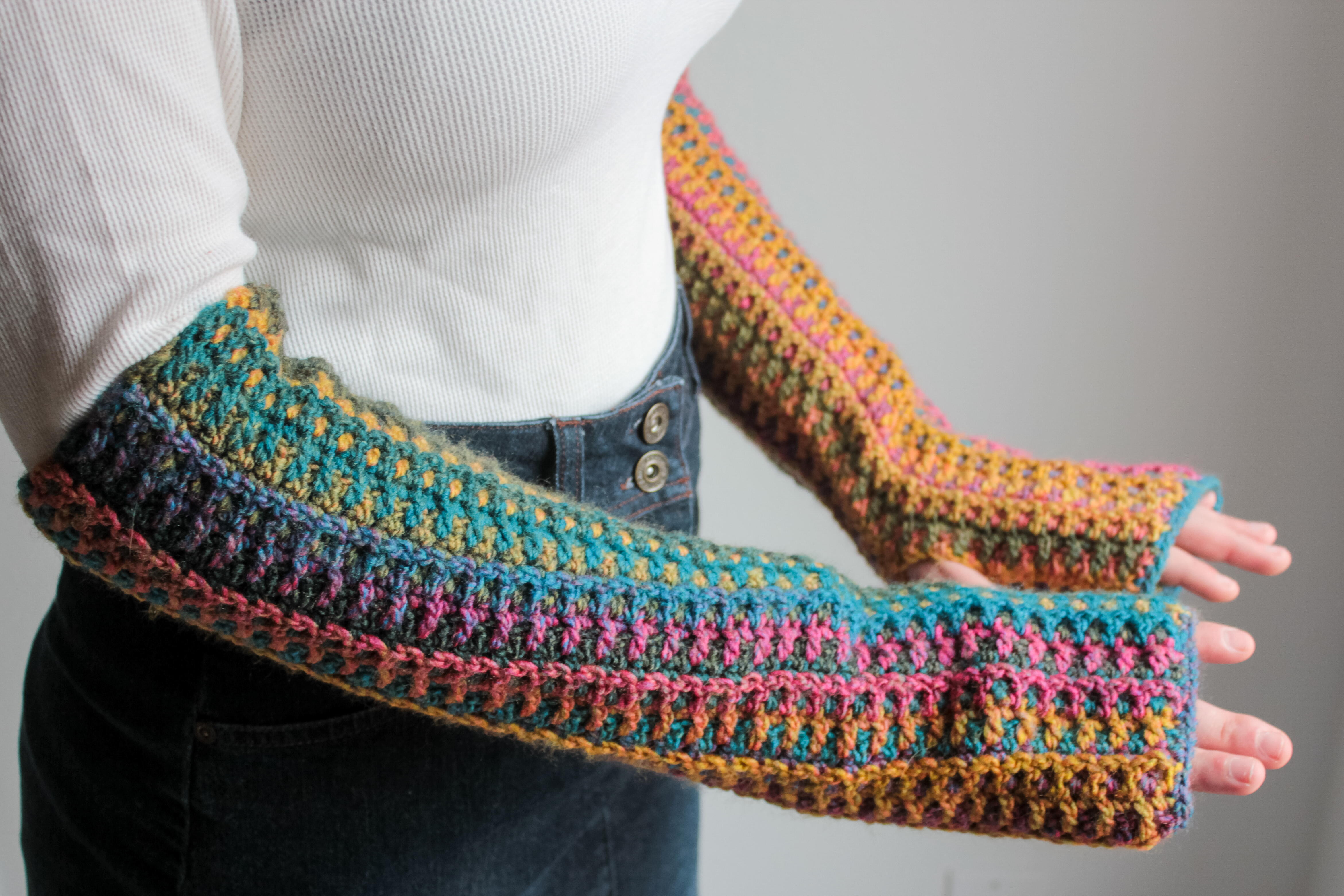 5+ Crochet Arm Warmers Mountain Trail Arm Warmers | FaveCrafts.com