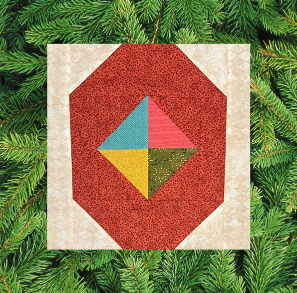 Starburst Christmas Ornament Quilt Block