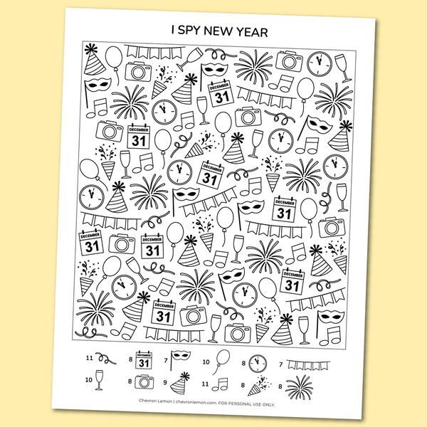 Printable I Spy New Year