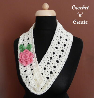 Crochet Cowl And Rose Applique