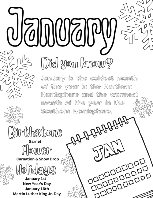 Free Printable January Coloring Pages