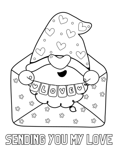 Cute Valentine Gnomes Coloring Pages