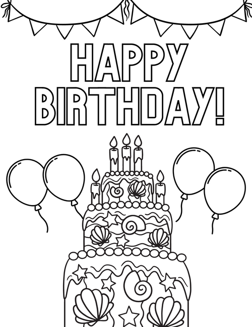 Happy Birthday Coloring Pages