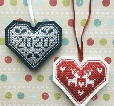Cross Stitch Heart Keepsake Ornament