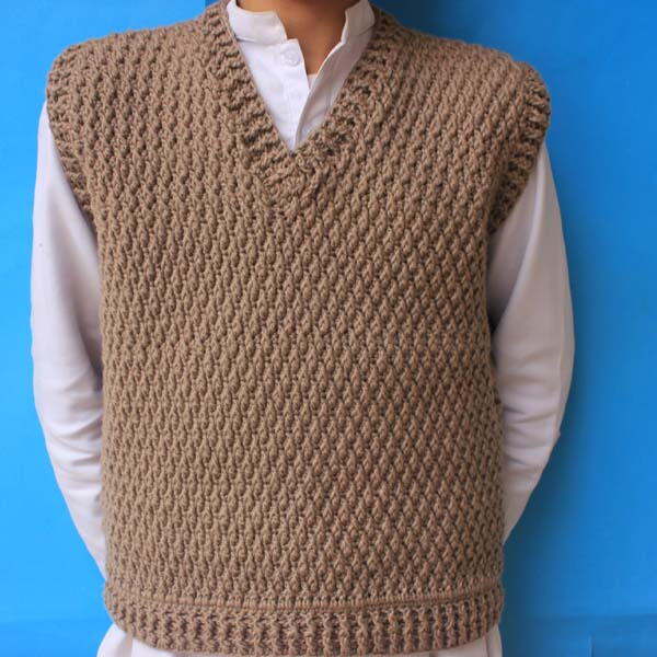 Crochet Men's Sweater Vest Pattern Beautiful Alpine Stitched 