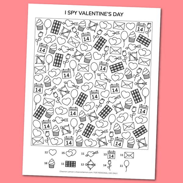 Printable I Spy Valentine's Day