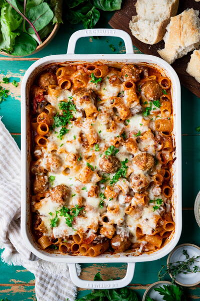 Dump And Bake Meatball And Veggie Casserole