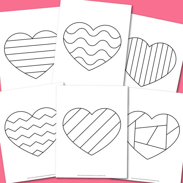 Printable Patterned Hearts Coloring Pages