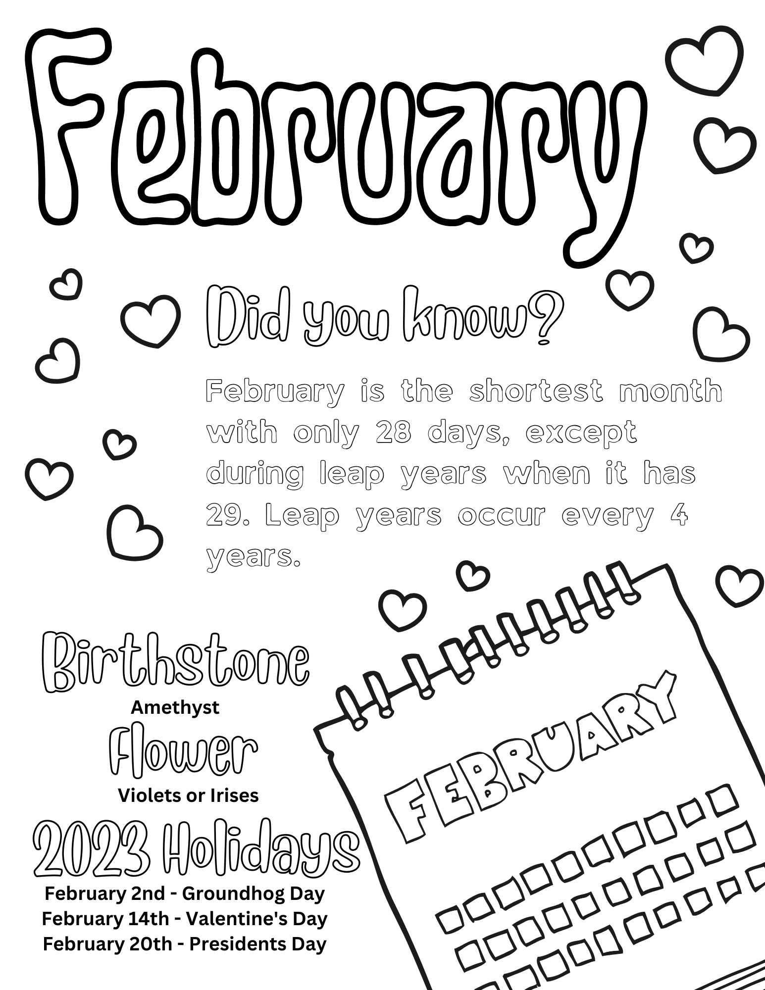 Free Printable February Coloring Pages AllFreeHolidayCrafts