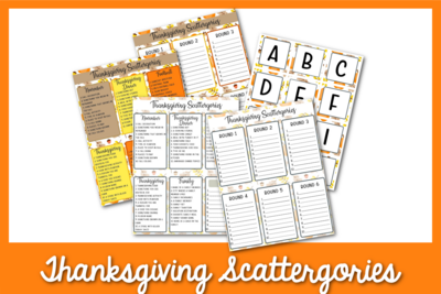 Free Thanksgiving Scattergories Printable